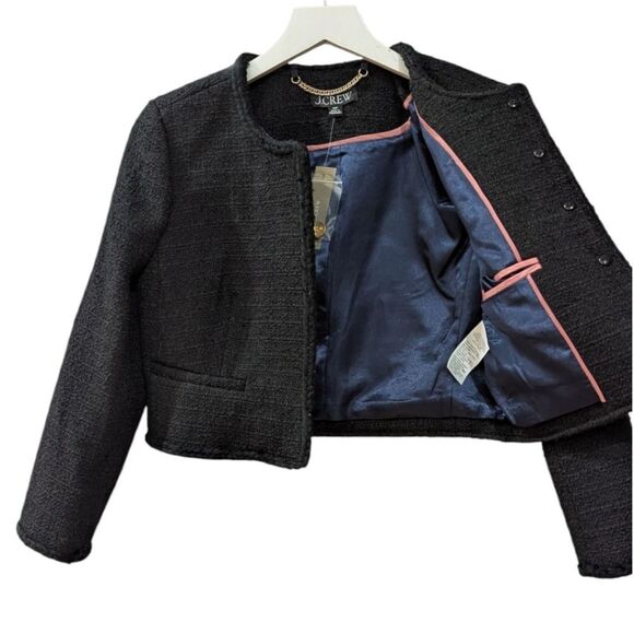 J.Crew Louisa Lady Jacket In Maritime Tweed Blazer Women's 00P Black BU036 NWT - Picture 10 of 15